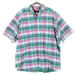 Ralph Lauren Mens 3XB Pink Green Plaid Short Sleeve Button Up Shirt Excellent!